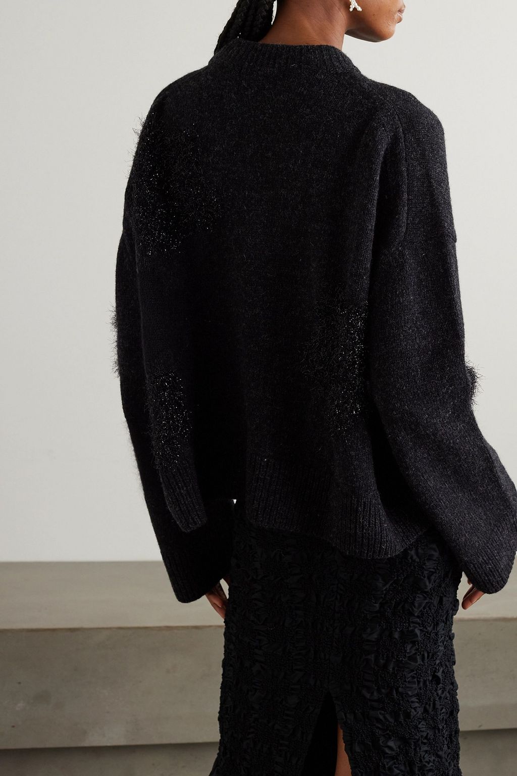 CECILIE BAHNSEN Uberta oversized metallic intarsia-knit sweater