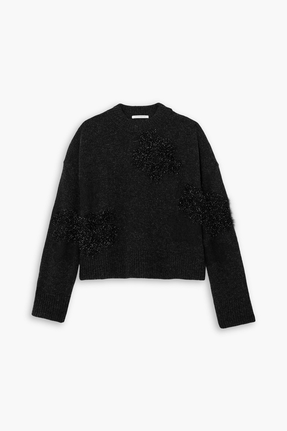 Cecilie Bahnsen Uberta Oversized Metallic Intarsia Wool-blend Sweater In Charcoal