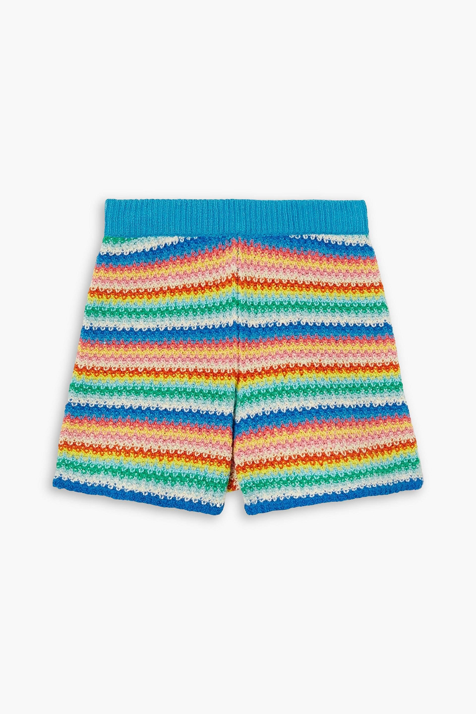 Shop Alanui Over The Rainbow Striped Crocheted Cotton Shorts In Multicolor