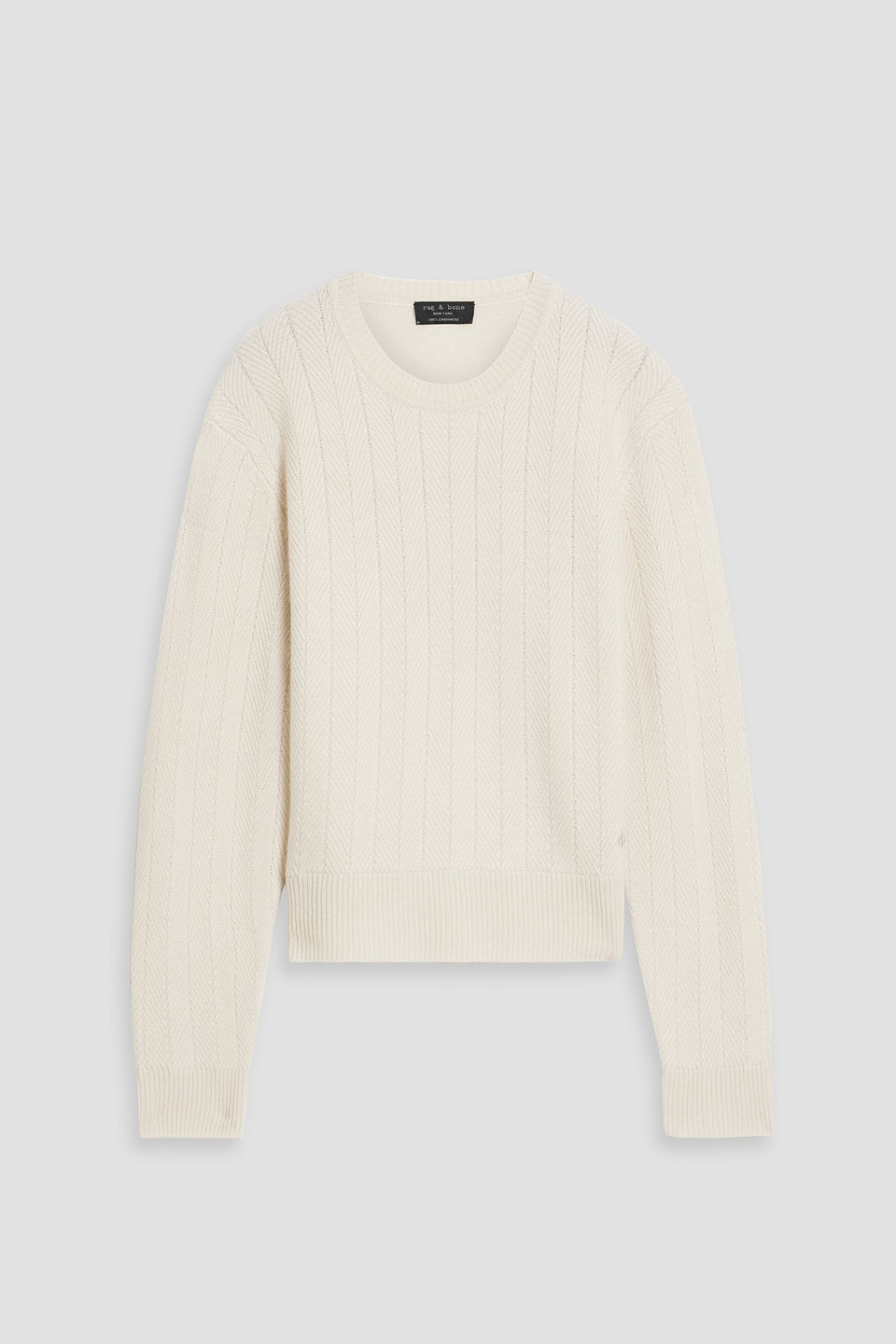 Rag & Bone Durham Pointelle-knit Cashmere Jumper In Ivory