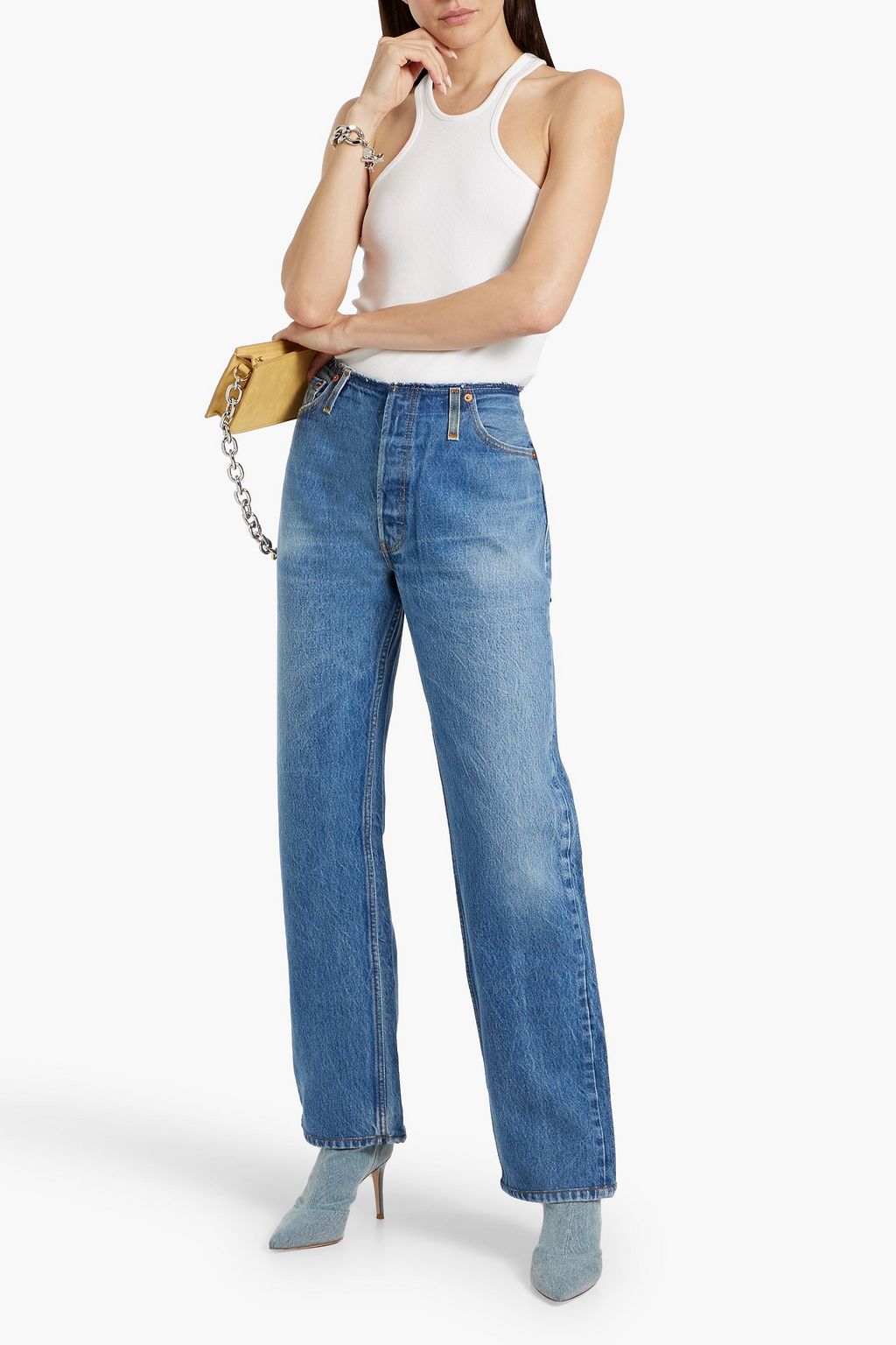 RE/DONE BY HANES Ribbed cotton-jersey tank