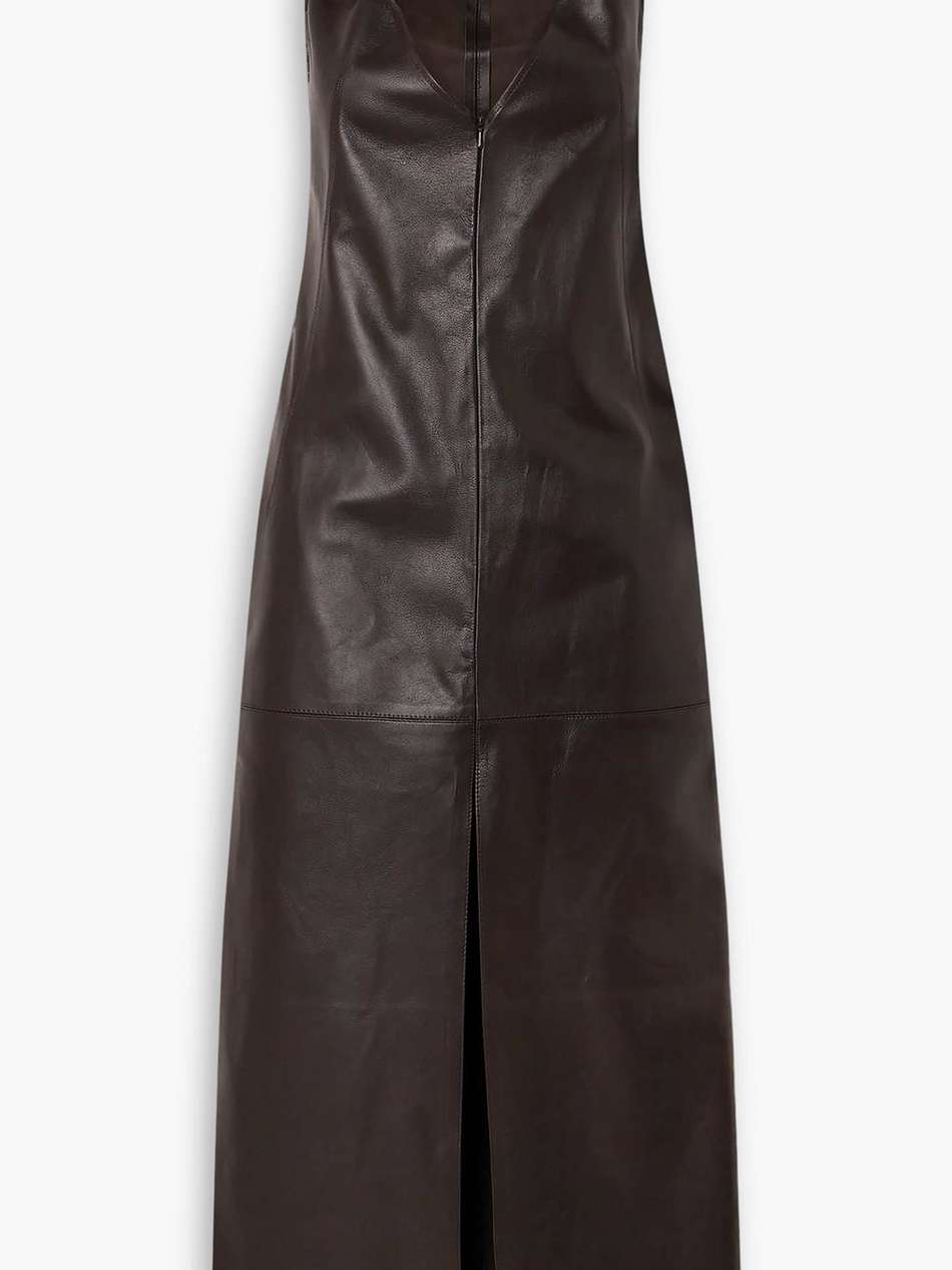 bram paneled leather midi dress