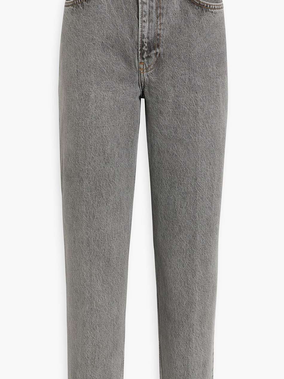 faded high-rise tapered jeans