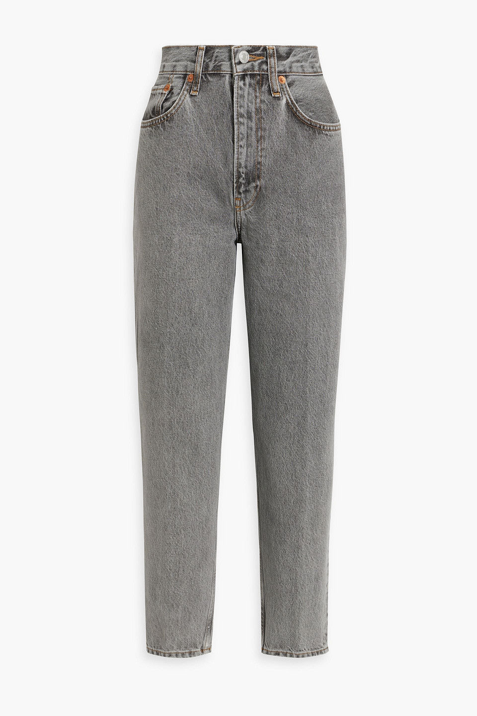 Re/done Taper High-rise Tapered Jeans In Gray
