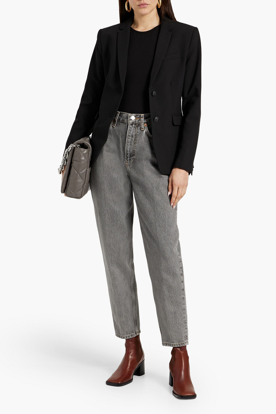 Rag & Bone Razor Crepe Blazer In Black