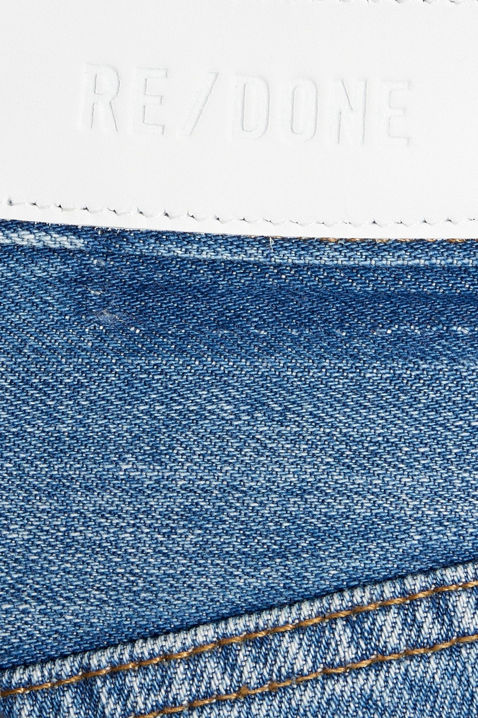 Re/done High-rise Tapered Jeans In Mid Denim