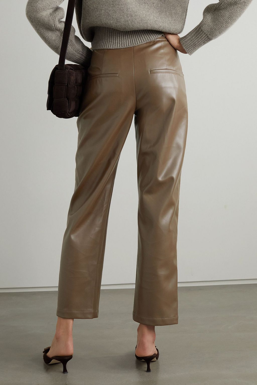 DEVEAUX Eve faux leather straight-leg pants