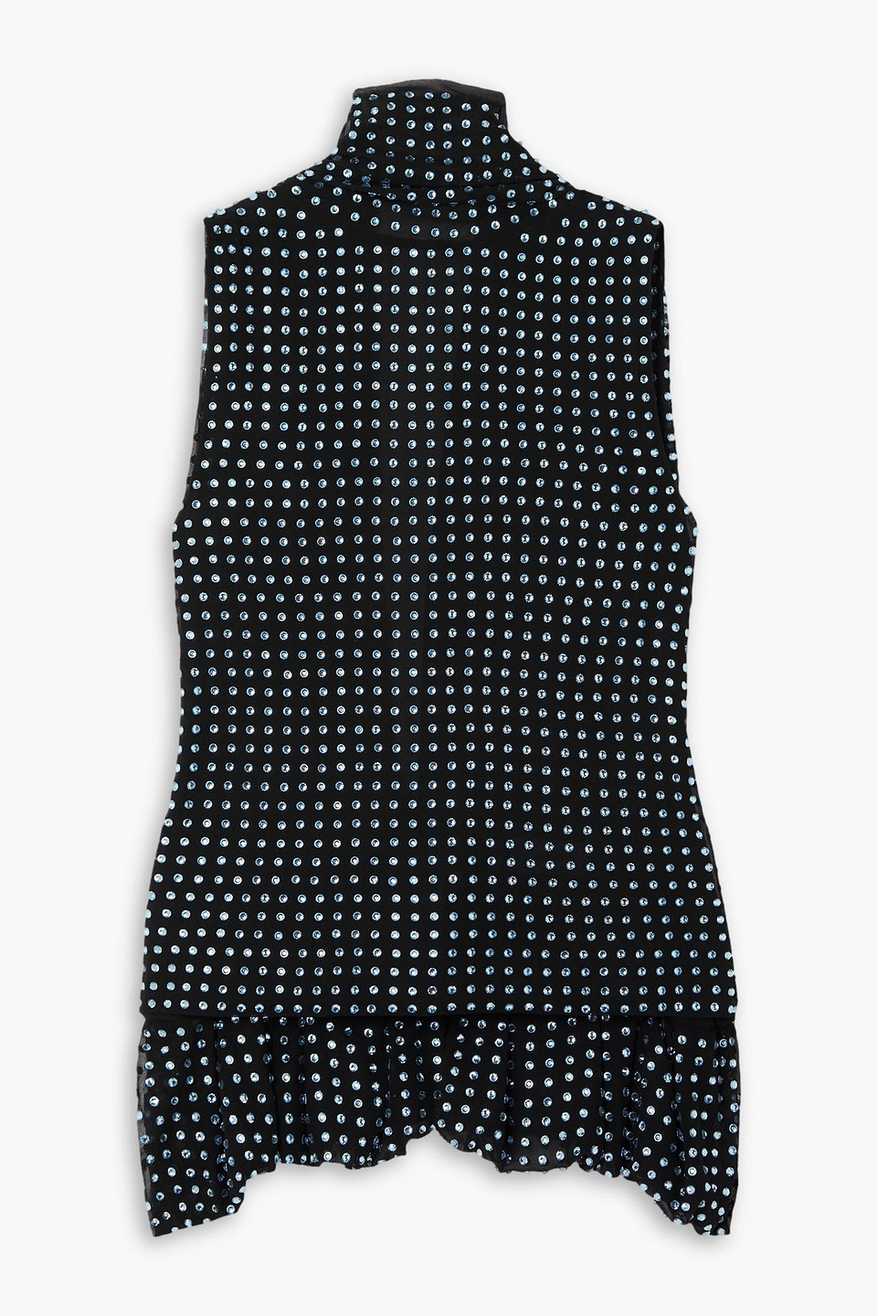 16arlington Blair Open-back Crystal-embellished Draped Crepe Turtleneck Top In Black