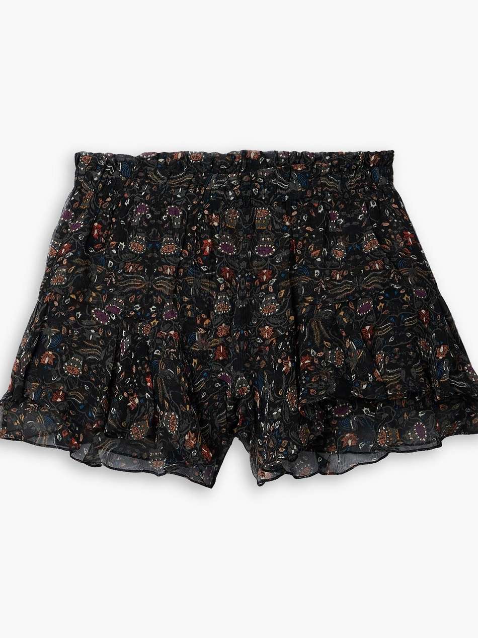 aboreli ruffled printed silk-crepon shorts