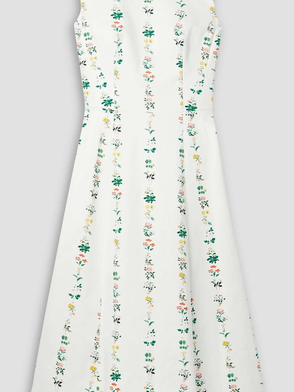 floral-print cotton-blend twill midi dress