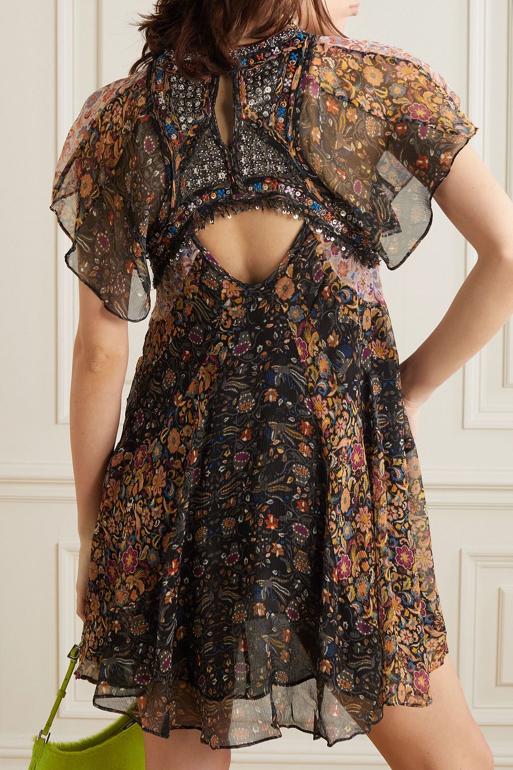 Isabel Marant Odile embellished cutout floral-print silk