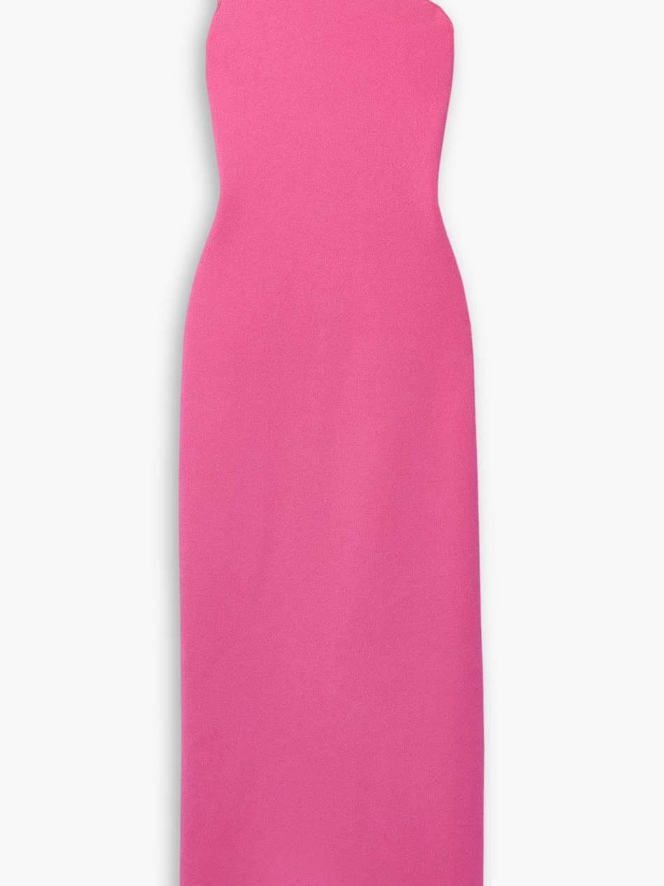 one-shoulder draped knitted maxi dress