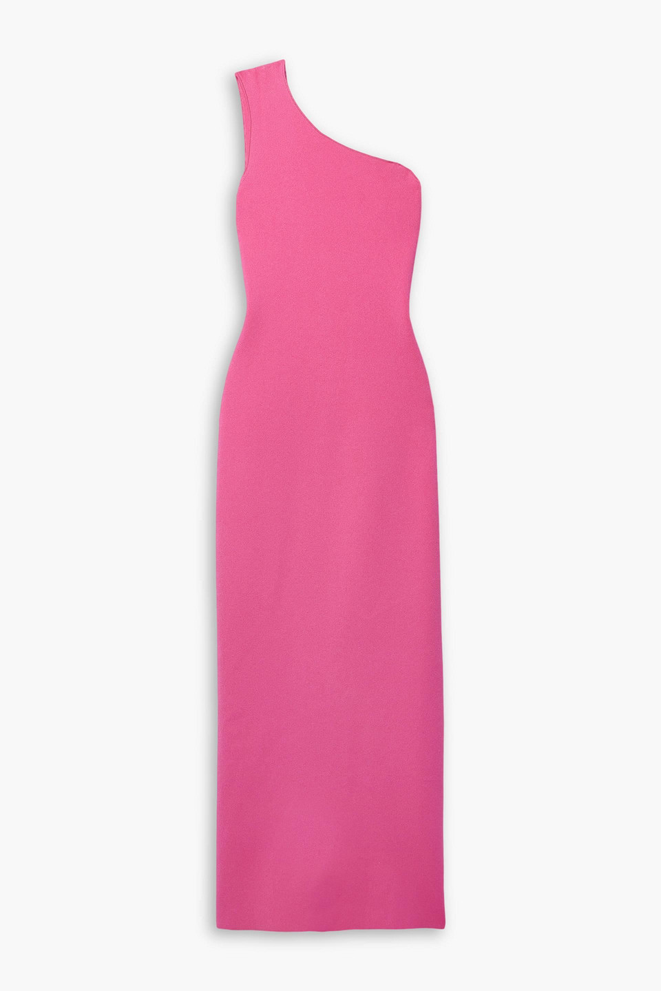 Adam Lippes One-shoulder Draped Knitted Maxi Dress In Pink