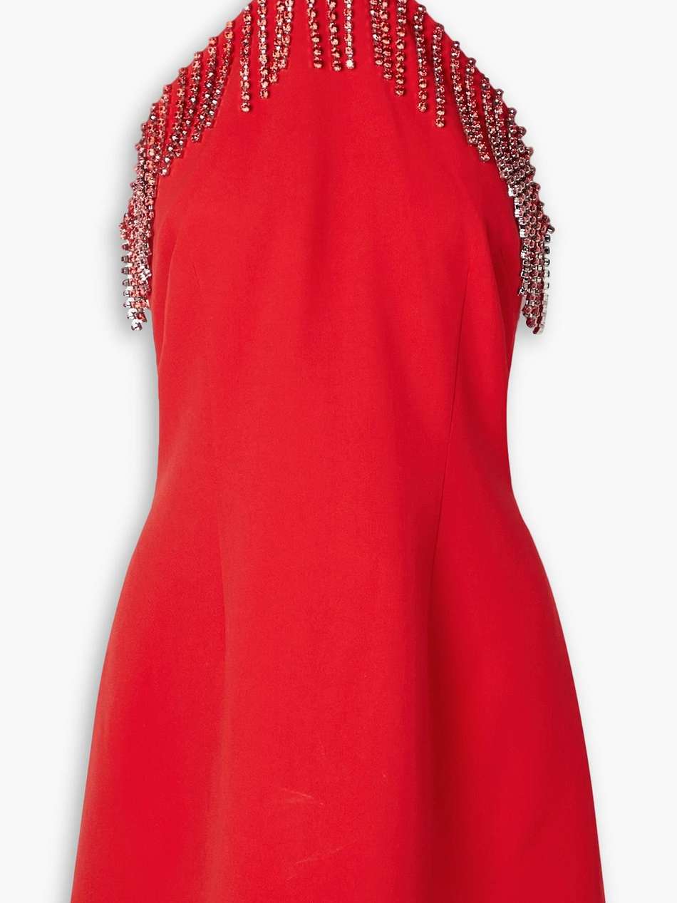crystal-embellished crepe mini dress