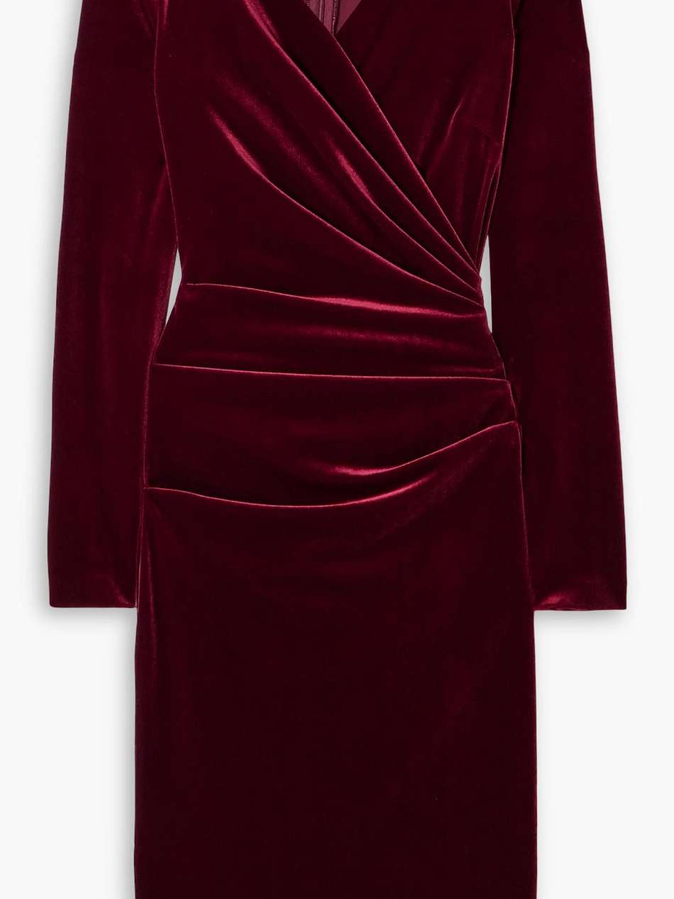 wrap-effect velvet dress