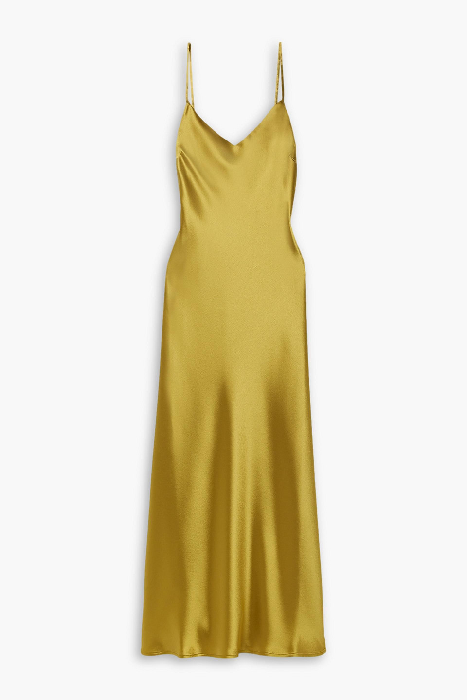 Galvan Satin Midi Dress In Army Green