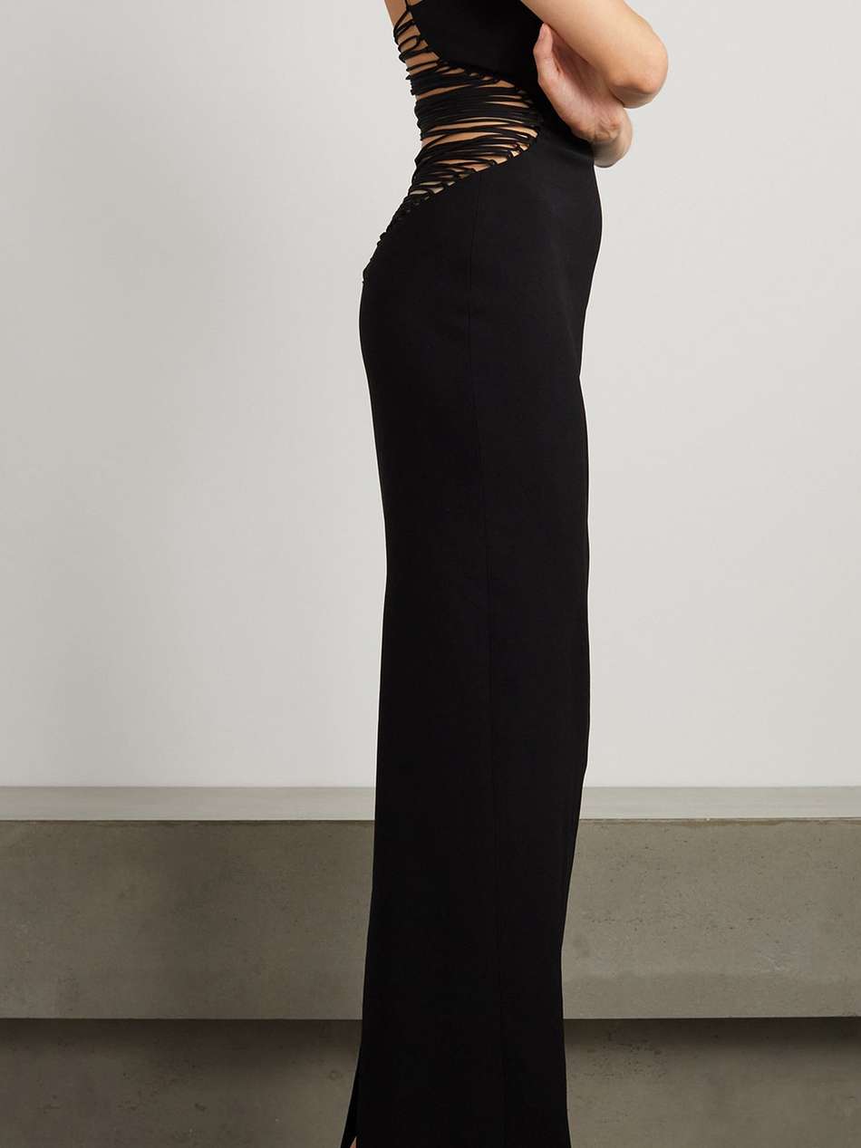 lace-up cutout crepe maxi dress