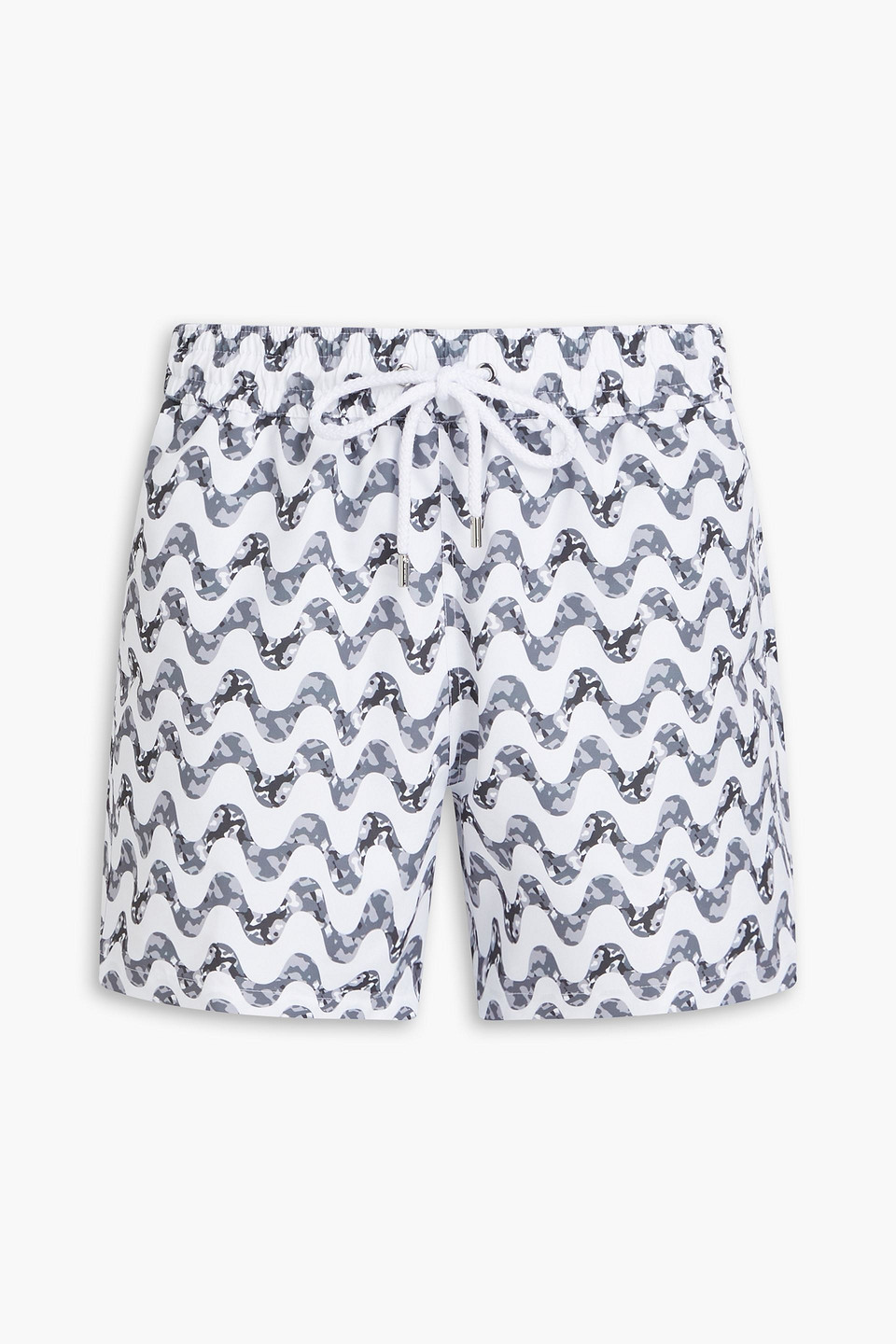Frescobol Carioca Copa Short-length Printed Swim Shorts In Gray