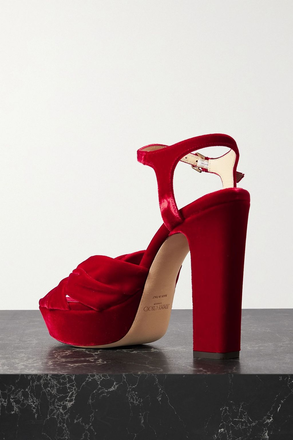 JIMMY CHOO Heloise 120 knotted velvet platform sandals