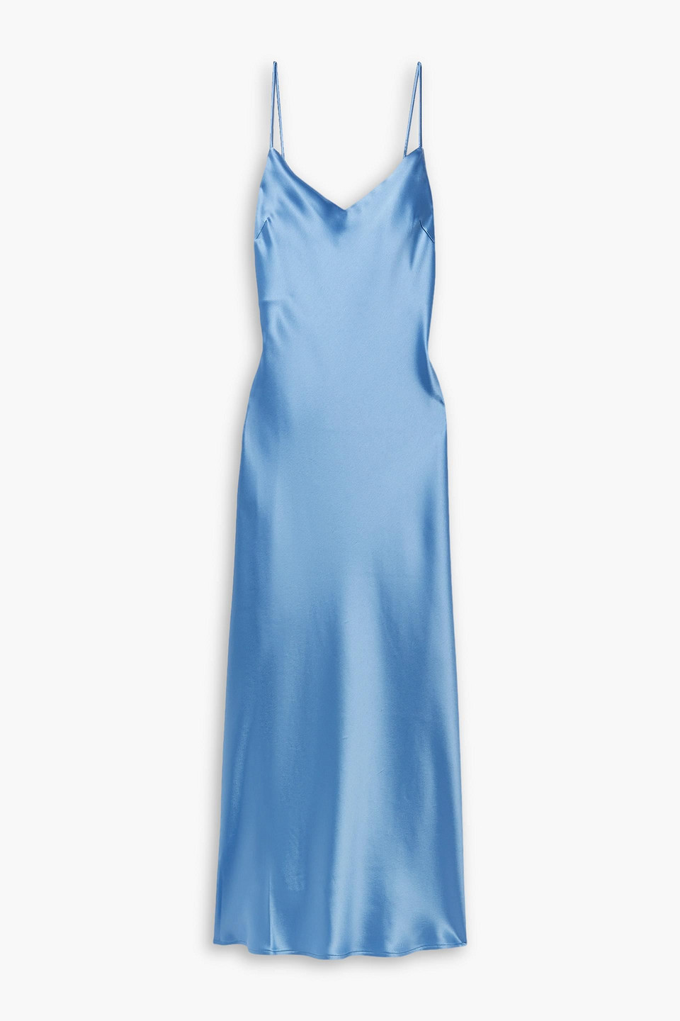 Galvan Satin Midi Dress In Light Blue