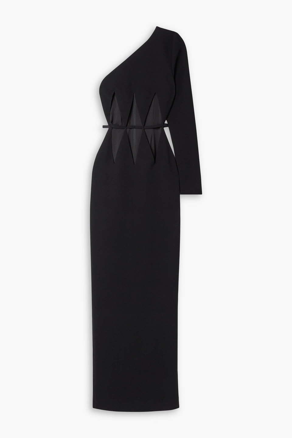 Monot One-sleeve Cutout Crepe Gown In Black