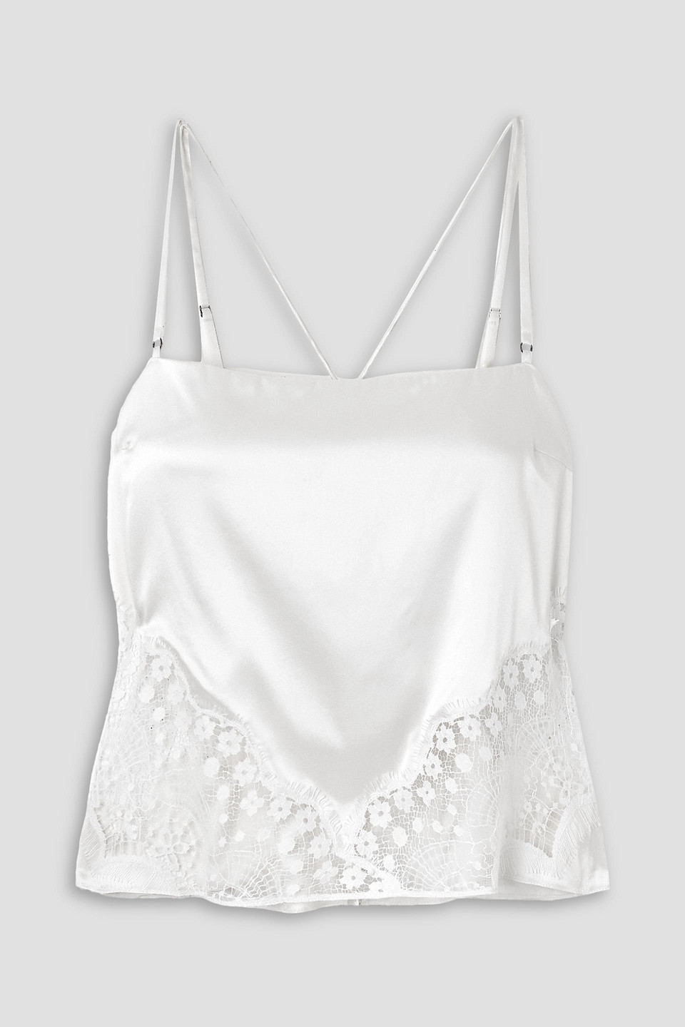 tom ford - lace-trimmed silk-blend satin camisole - white - it 38