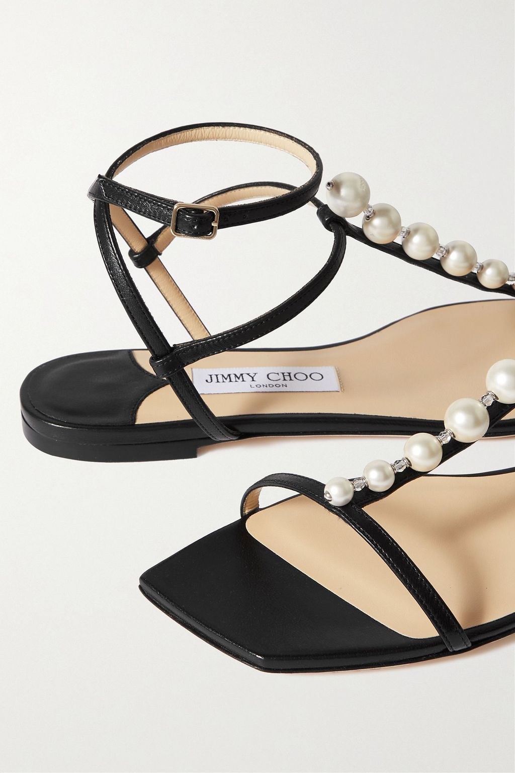 JIMMY CHOO Amari faux pearl-embellished leather sandals