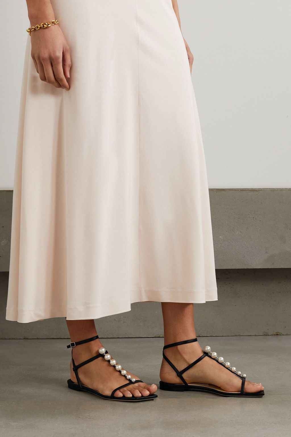 JIMMY CHOO Amari faux pearl-embellished leather sandals