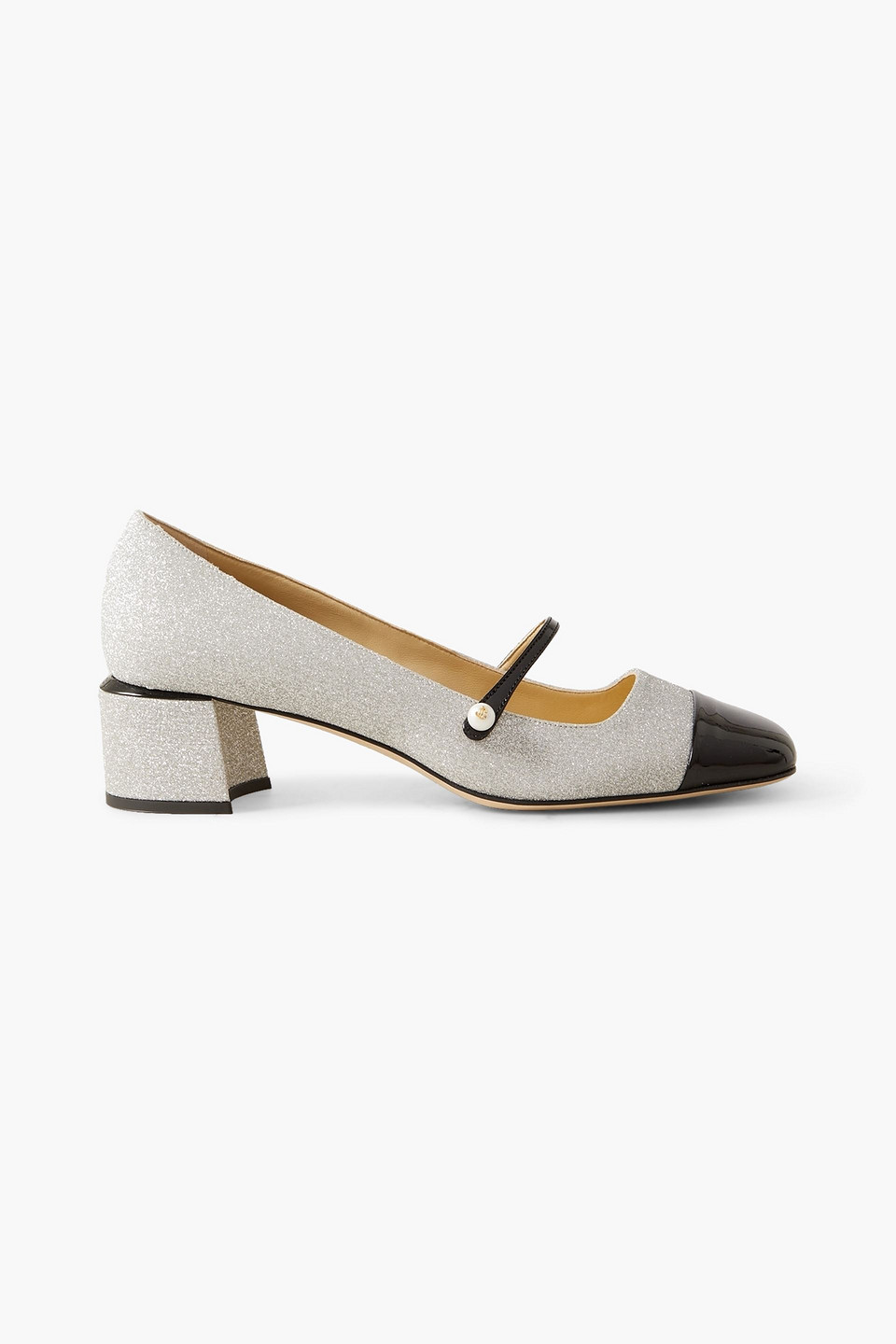 Jimmy Choo Elisa 45 Glittered And Patent-leather Mary Jane Pumps In Silver