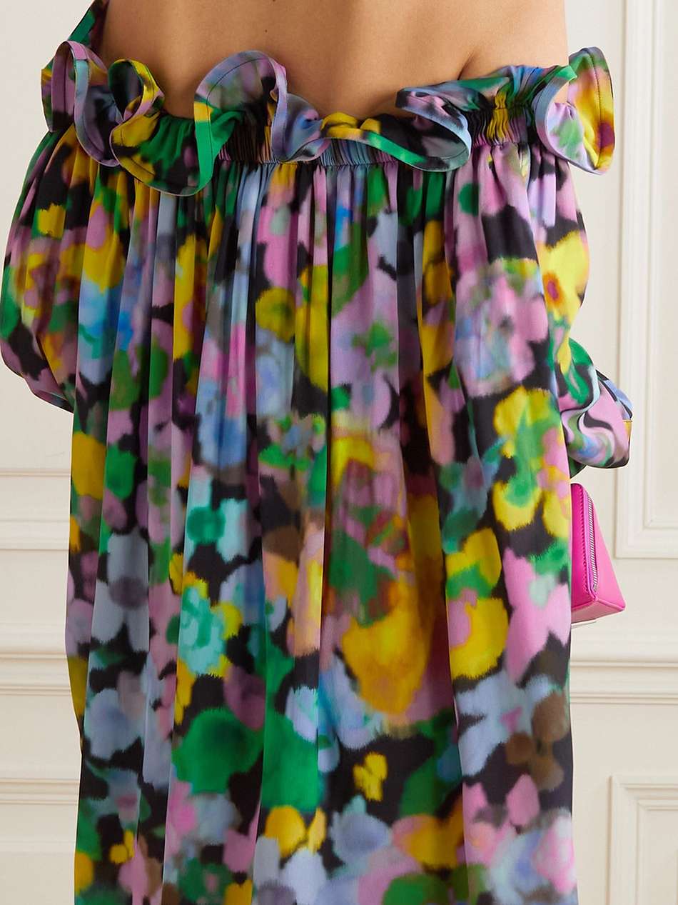 + lutz huelle theodora off-the-shoulder floral-print crepe de chine mini dress