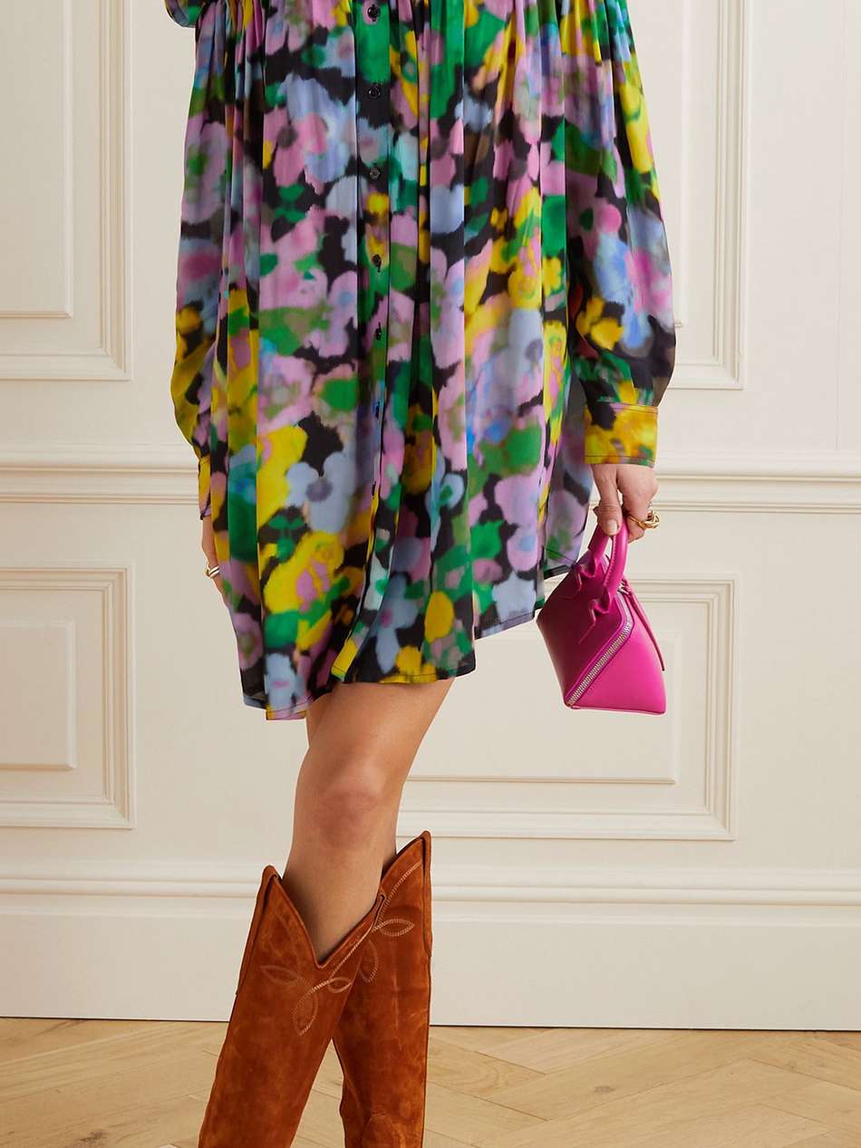 + lutz huelle theodora off-the-shoulder floral-print crepe de chine mini dress