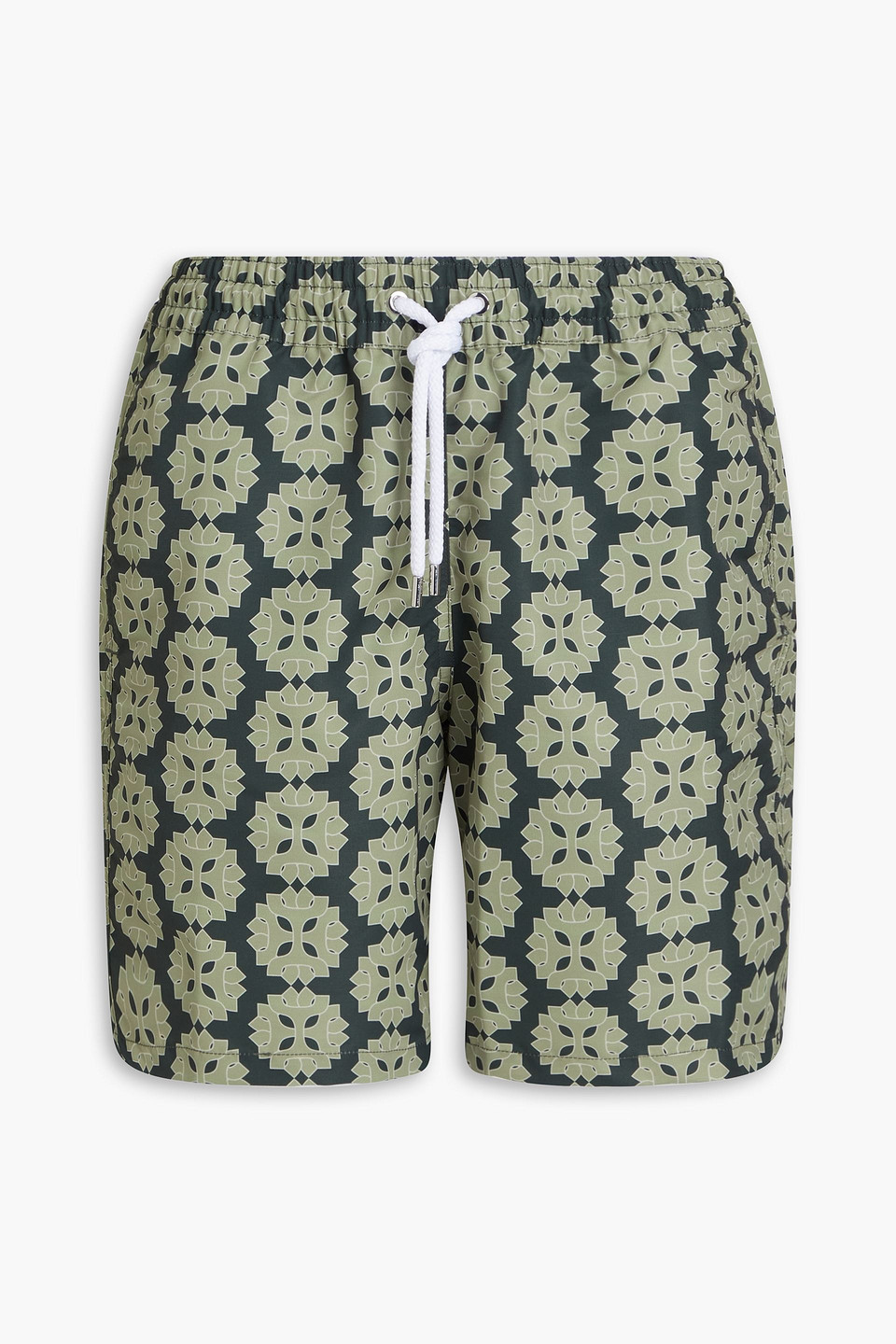 Frescobol Carioca Medalhao Short-length Printed Swim Shorts In Army Green