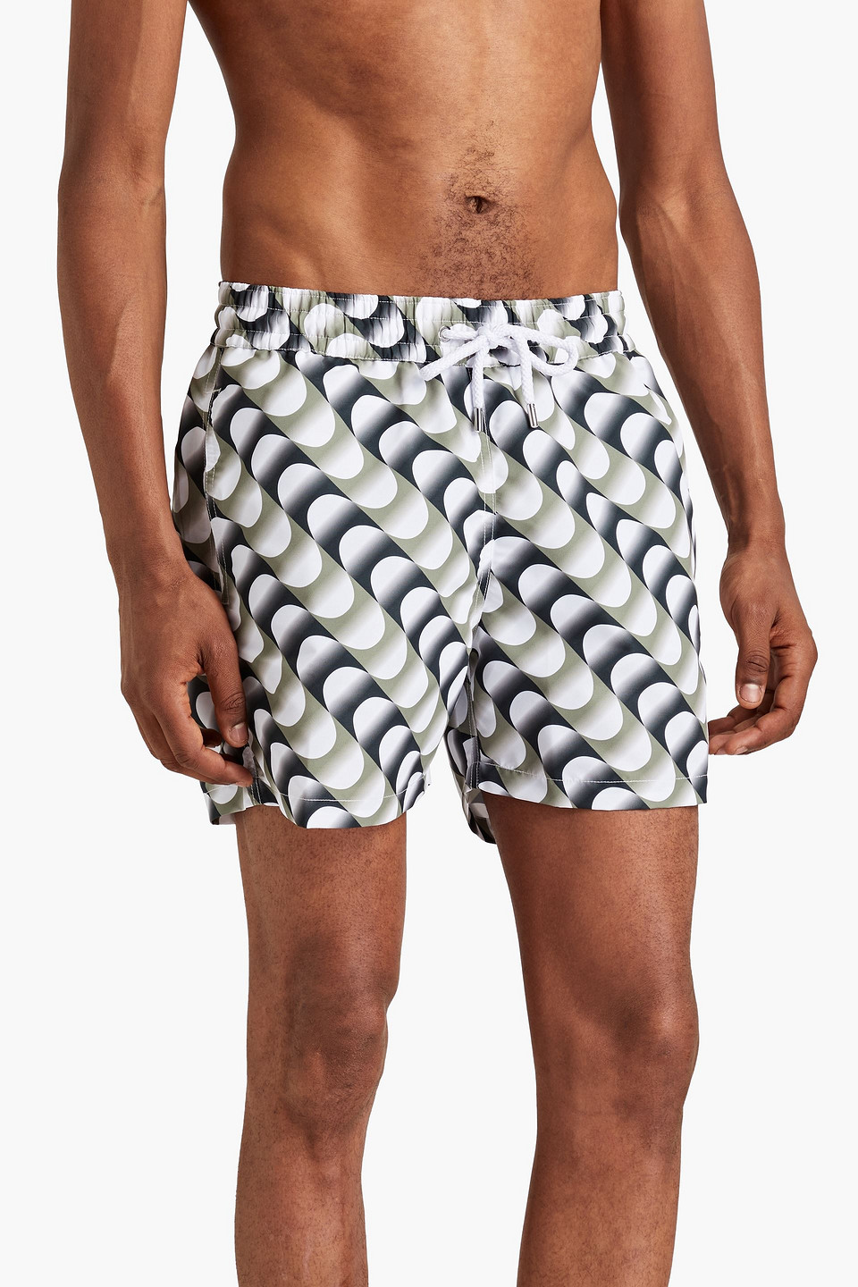 Frescobol Carioca Helaconia Short-length Printed Swim Shorts In Army Green