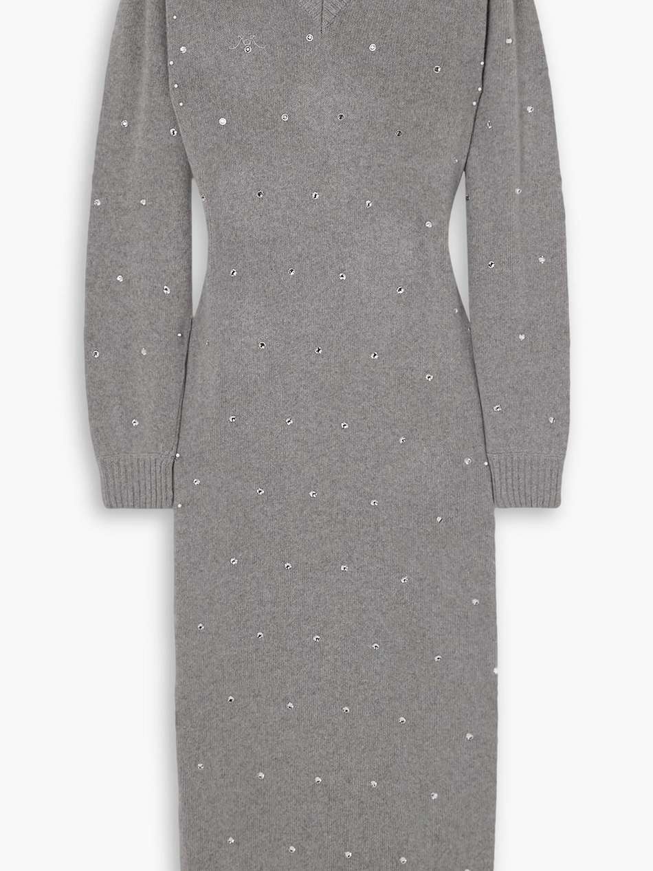 crystal-embellished cashmere and wool-blend maxi dress