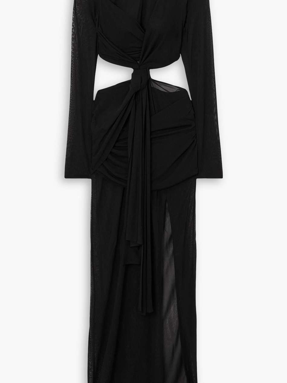 twist-front cutout jersey-crepe gown
