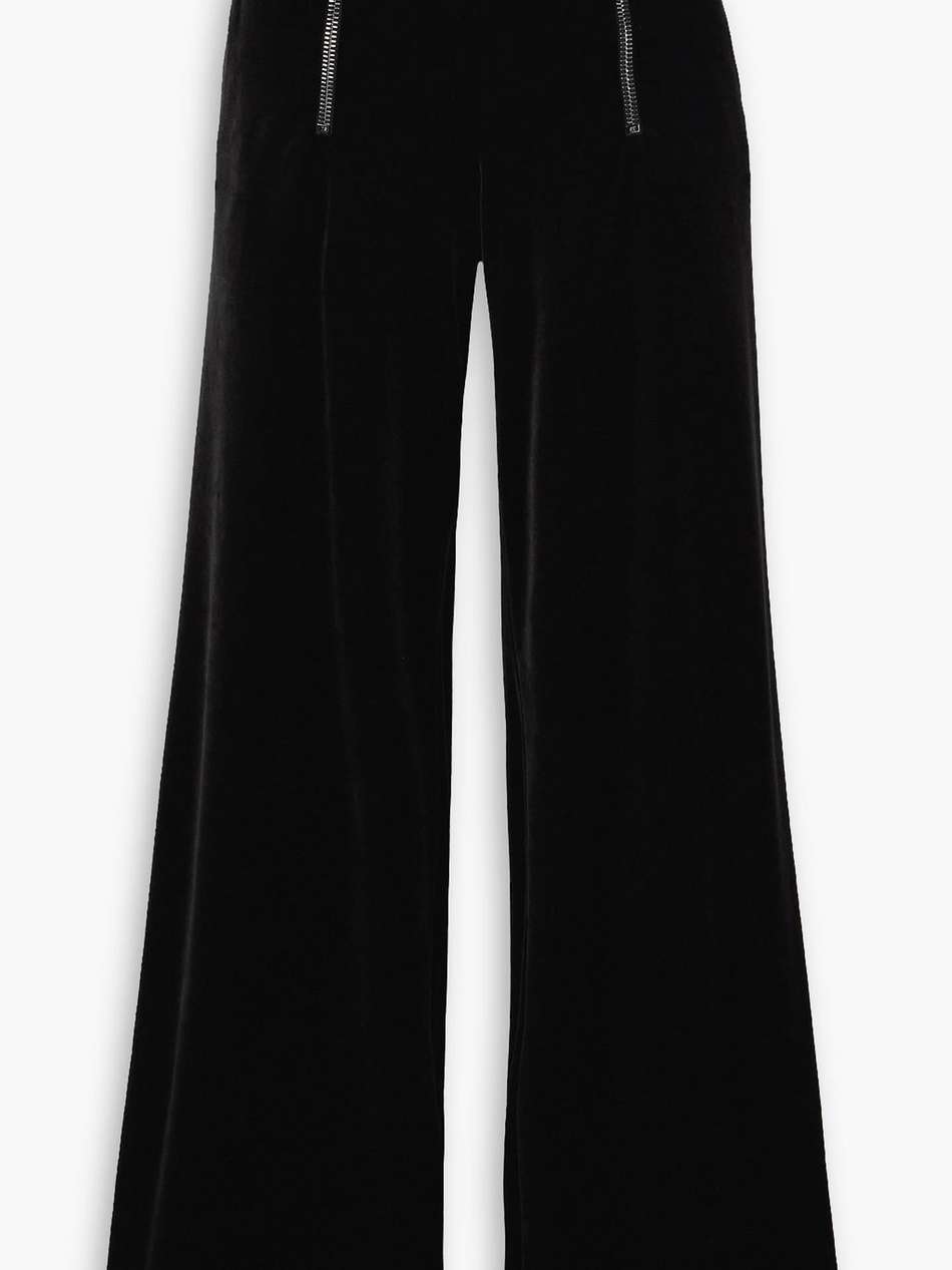 zip-embellished velour track pants