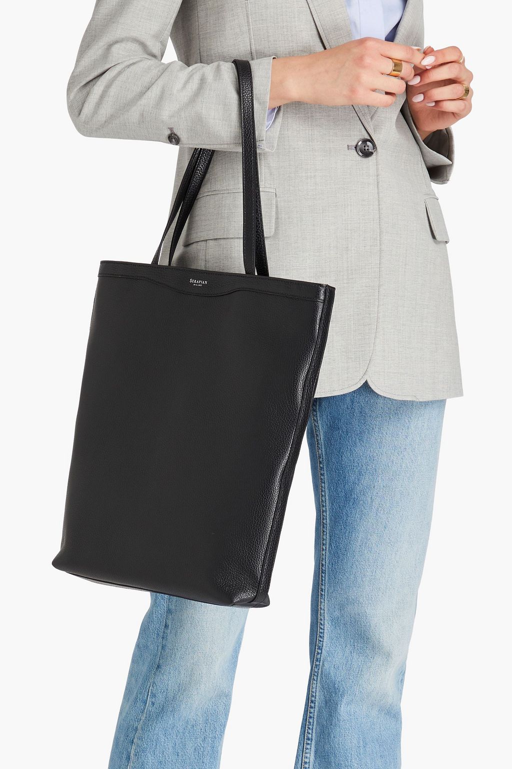 SERAPIAN Pebbled-leather tote