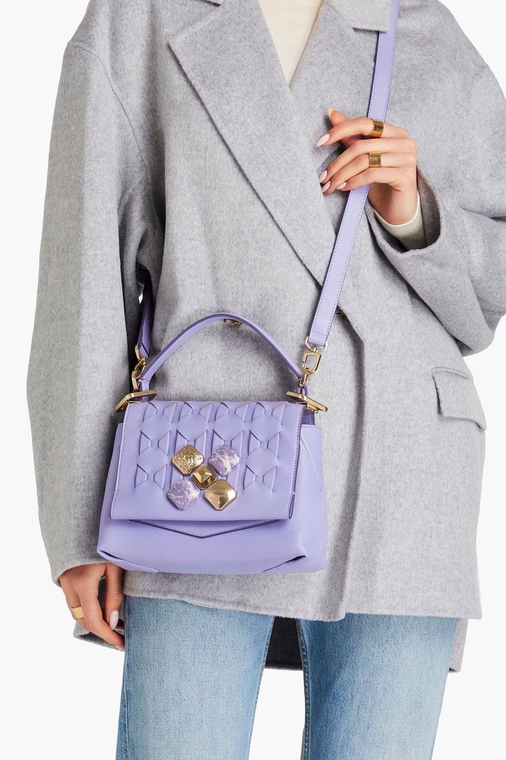 SERAPIAN 1928 small embellished woven leather tote