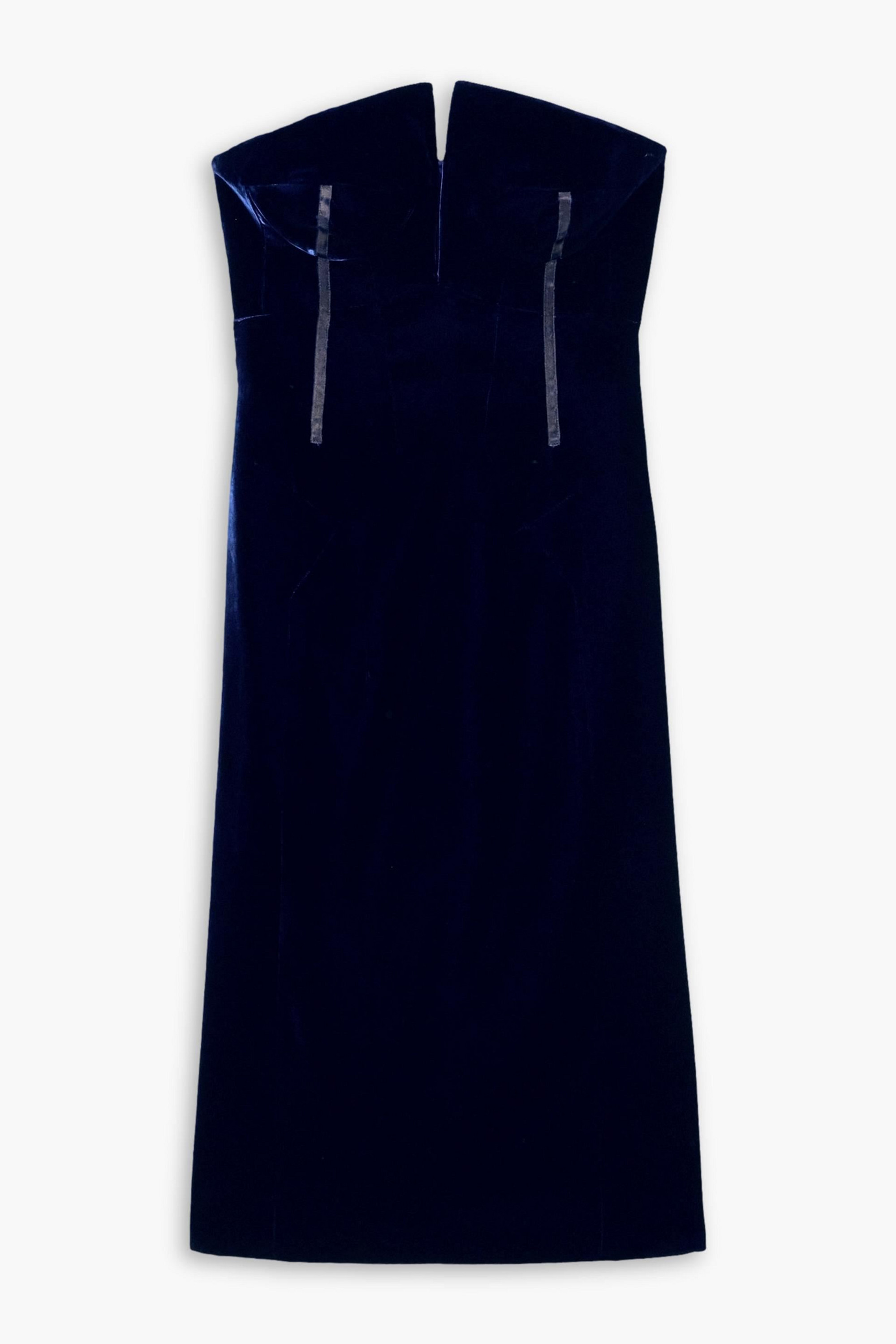 Tom Ford Strapless grosgrain-trimmed velvet midi dress thumbnail