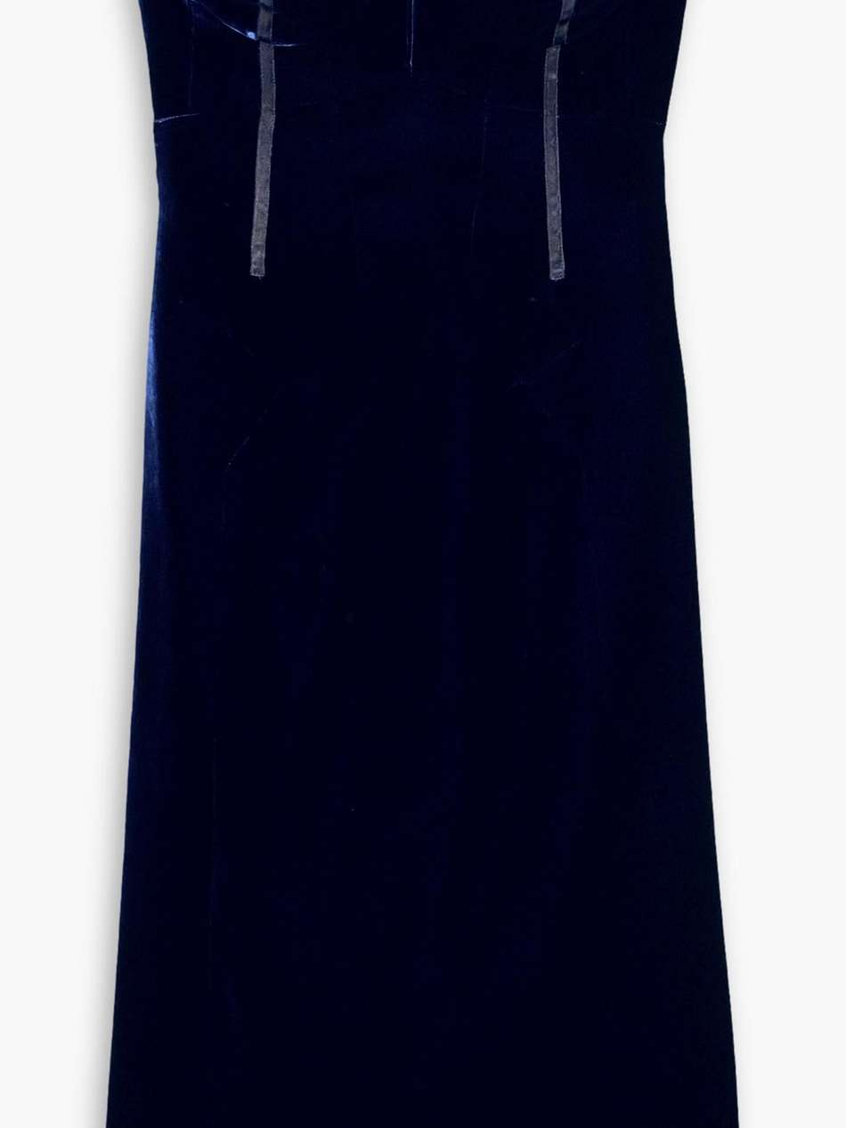 strapless grosgrain-trimmed velvet midi dress
