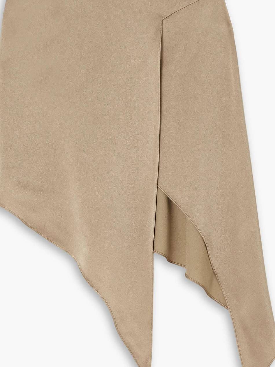 asymmetric draped stretch-satin mini skirt