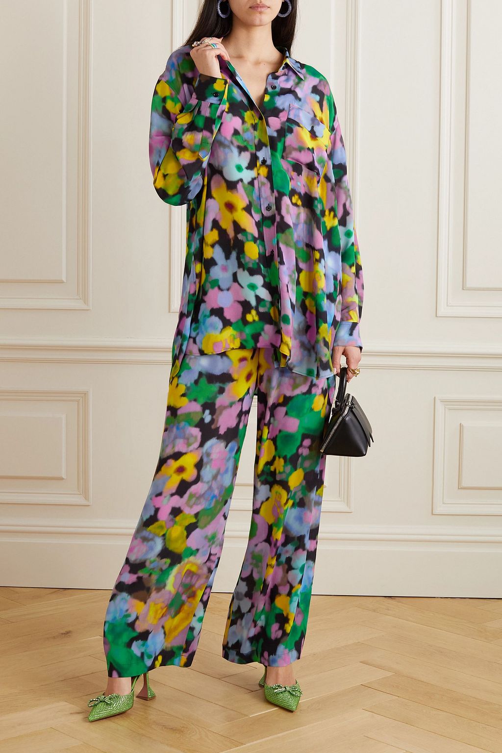 AZ FACTORY + Lutz Huelle floral-print crepe shirt