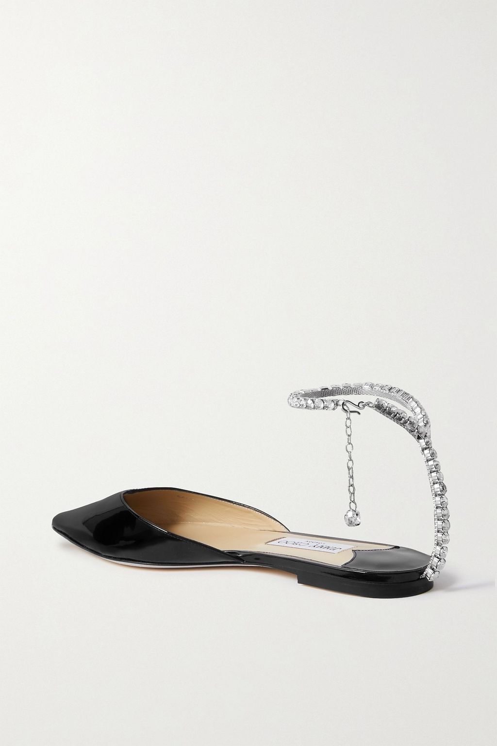 JIMMY CHOO Saeda crystal-embellished patent-leather ballet flats