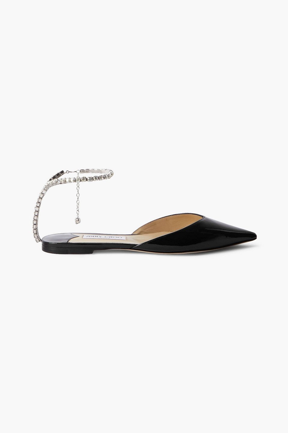 Saeda crystal-embellished patent-leather ballet flats