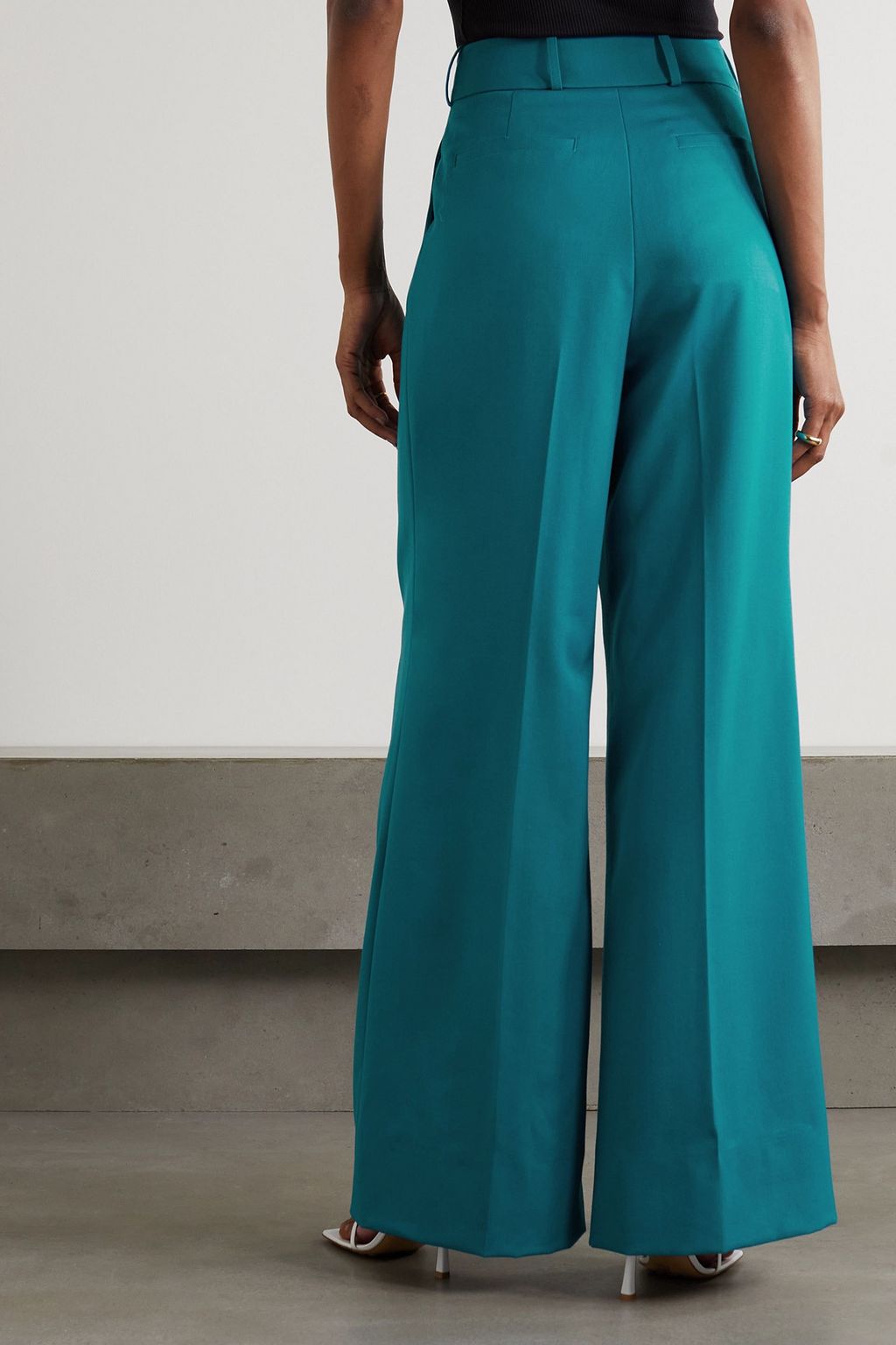SERGIO HUDSON Pleated wool-gabardine wide-leg pants