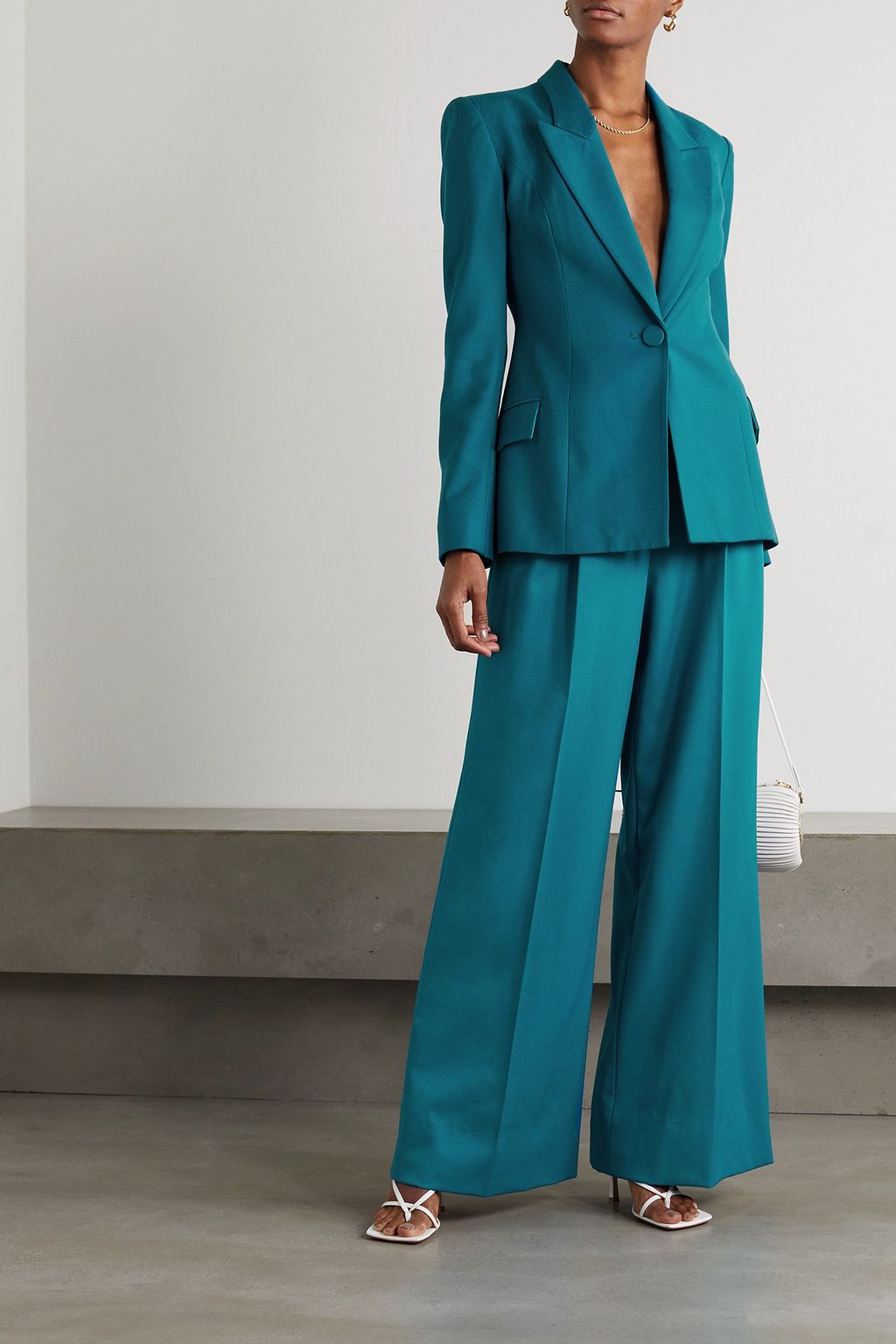 SERGIO HUDSON Pleated wool-gabardine wide-leg pants