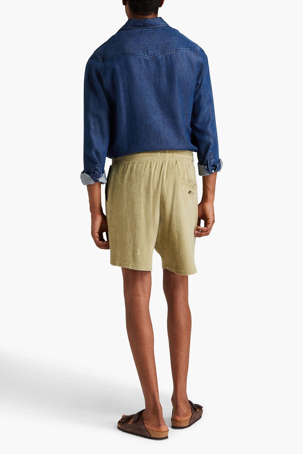 FRESCOBOL CARIOCA Augusto cotton, Lyocell and linen-blend terry drawstring shorts