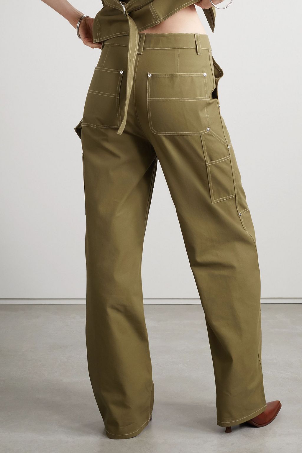 HELMUT LANG بنطال Carpenter بأرجل واسعة من قطن التويل