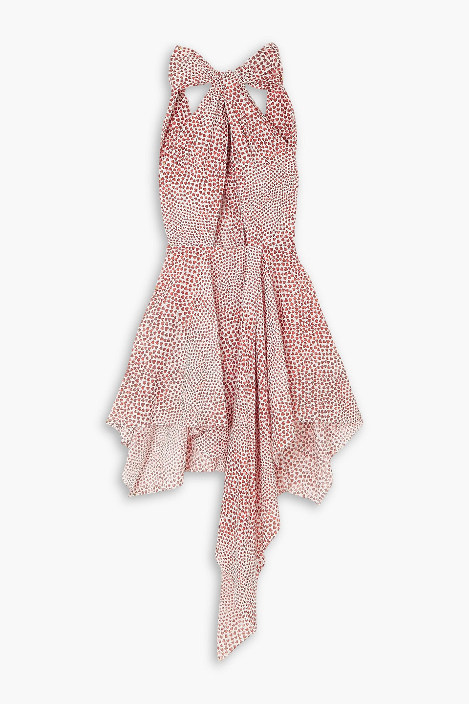 stella mccartney - asymmetric cutout printed cotton halterneck mini dress - red - it 42