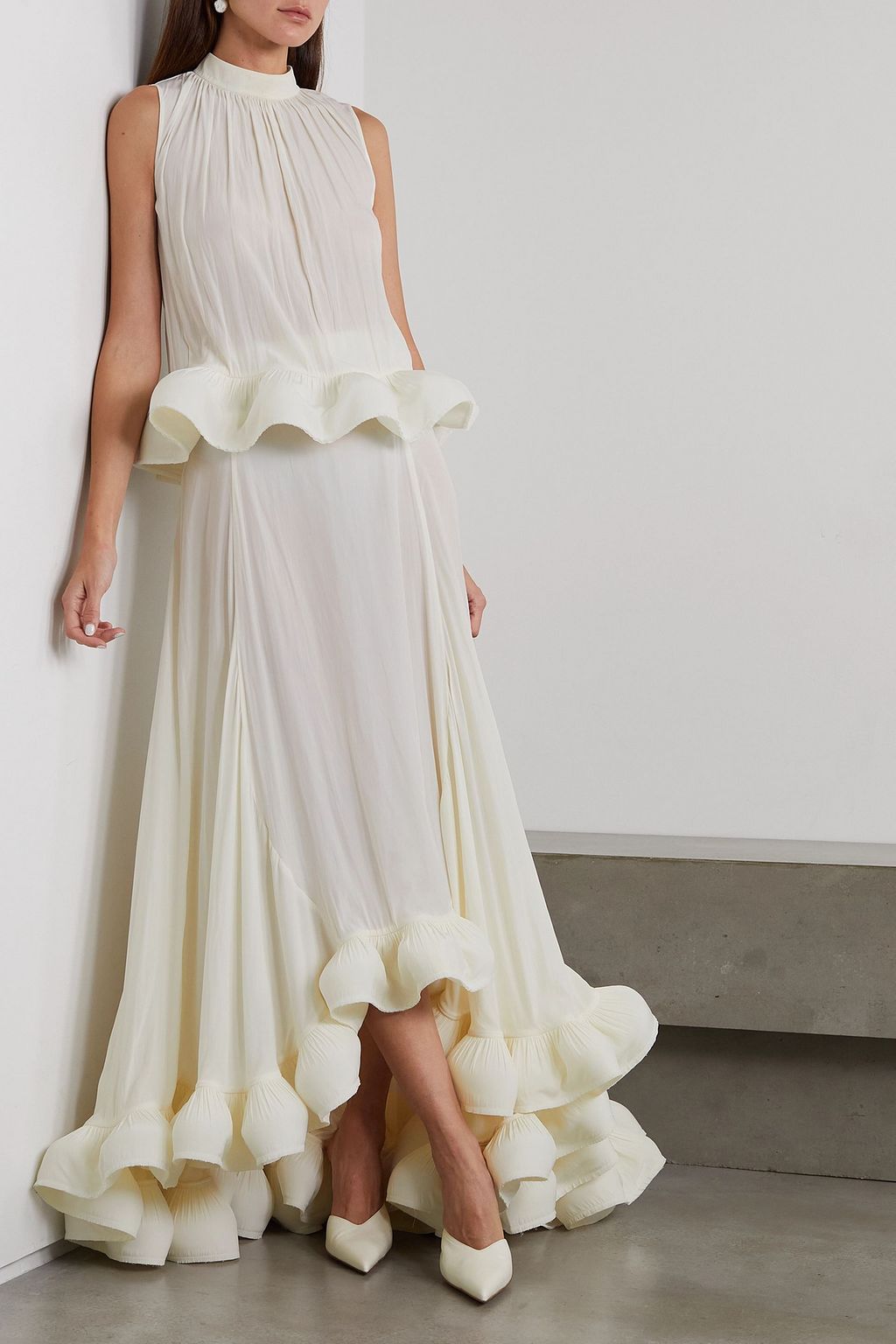 LANVIN Ruffled charmeuse top